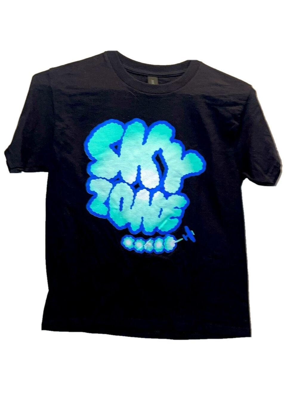 Gildan Tee Shirt, SZ M-Kids, PTP 18", Length 23", Sky Zone